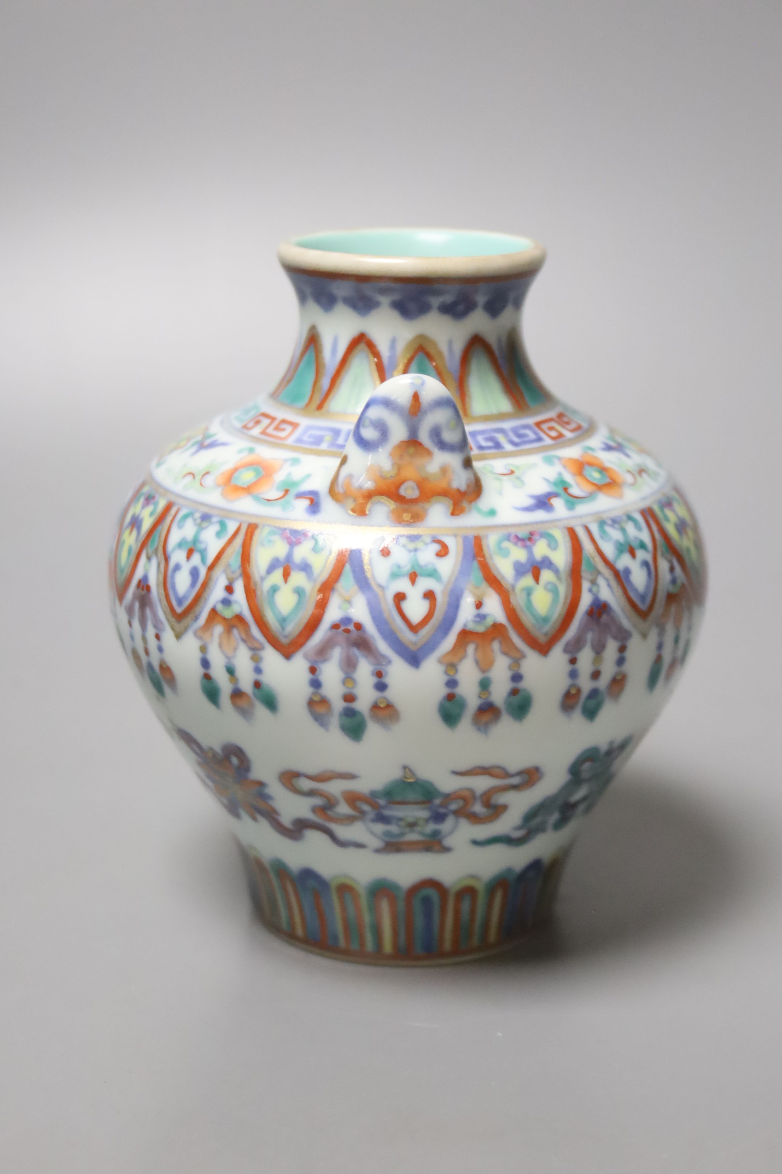 A Chinese doucai vase, 12cm high